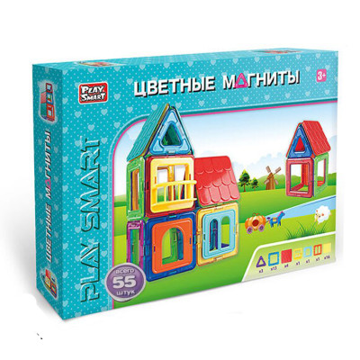 Конструктор магнитный Play Smart Домик 55 деталей (2463)