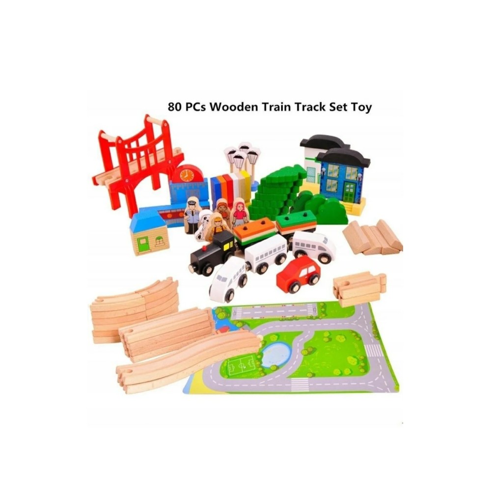 Детская деревянная железная дорога Acool Toy Мой город 80 деталей (AC7506)