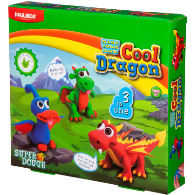 Маса для ліплення Paulinda Super Dough Cool Dragon Дракони 3 в 1 (PL-081554) Маса для ліплення Paulinda Super Dough Cool Dragon Дракони 3 в 1 (PL-081554)