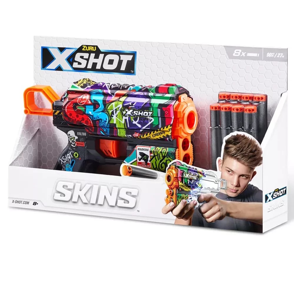 Скорострільний бластер X-Shot Skins Flux Graffiti 8 патронів (36516B)