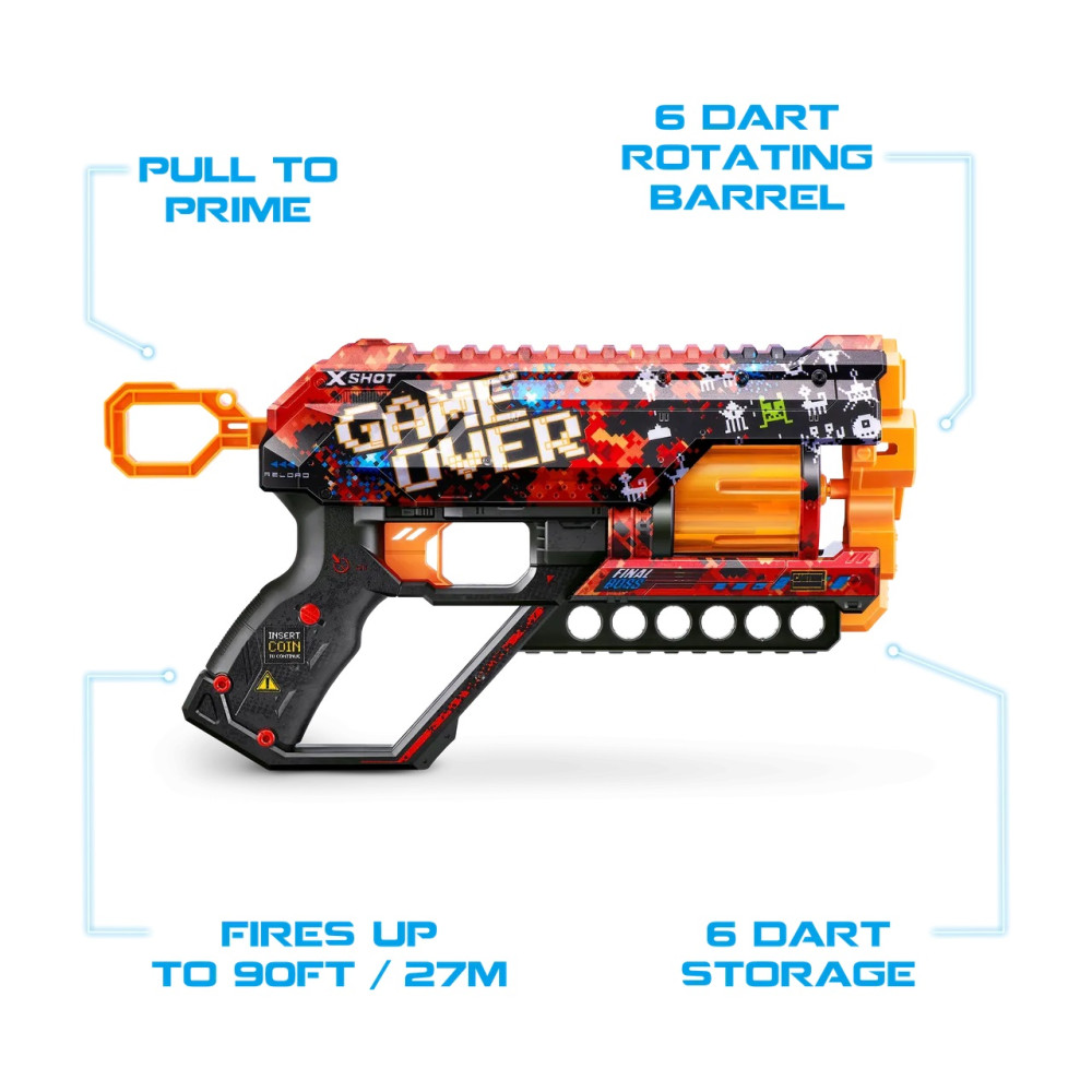 Скорострільний бластер X-Shot Skins Griefer Game Over 12 патронів (36561D)
