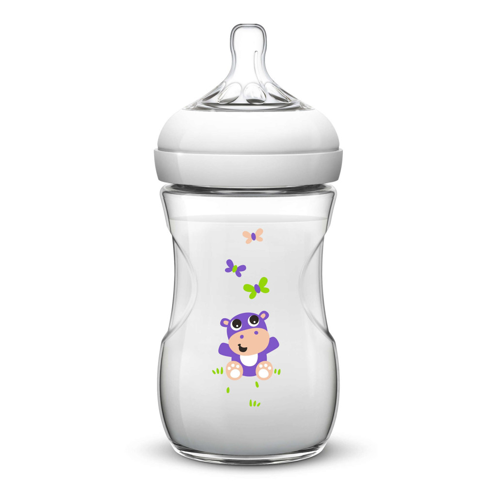 Пляшечка Avent для годування Natural 260 мл Гіпопотам 1 шт (SCF627/22)