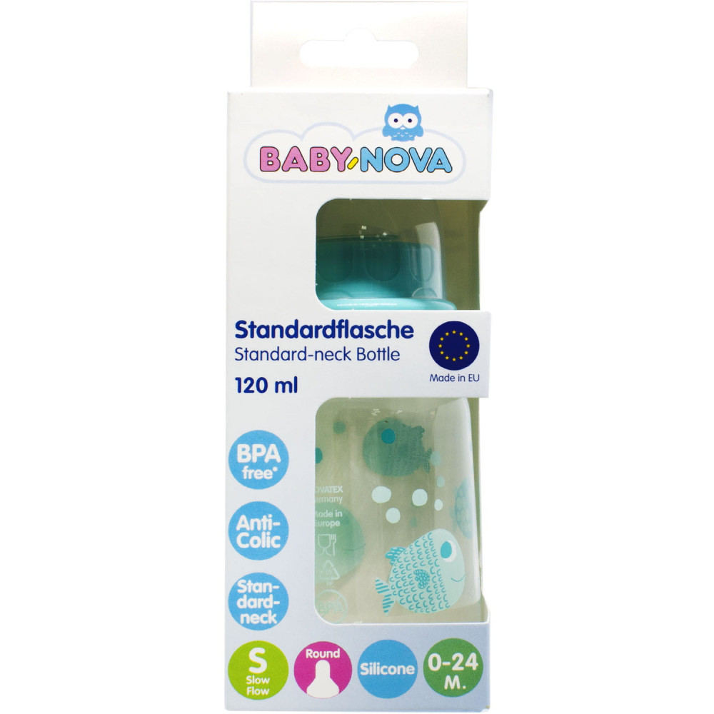 Бутылочка Baby-Nova Рыбки бирюза 120 мл (46010-3)