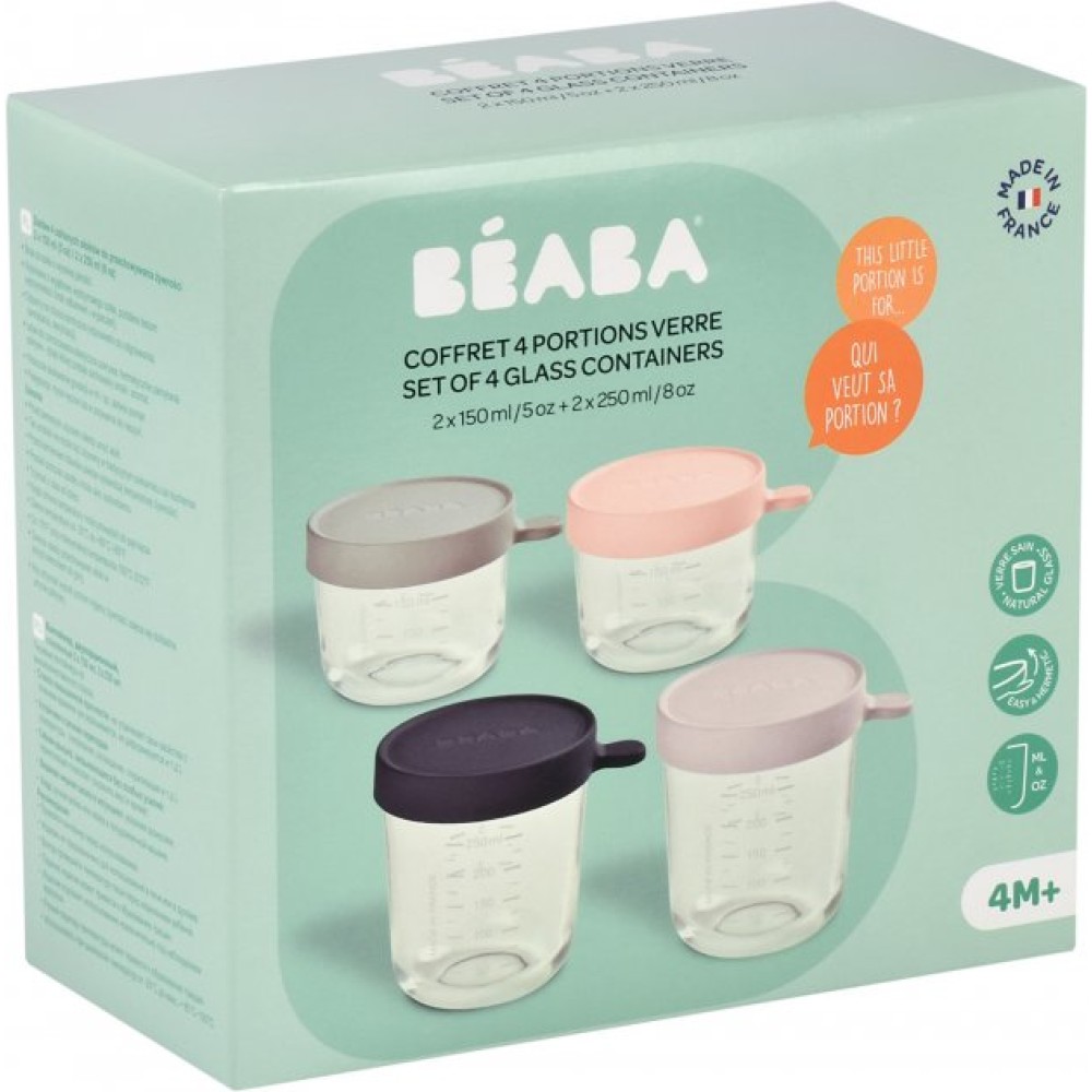 Набір із 4-х скляних контейнерів Beaba 150, 250 мл (912997)
