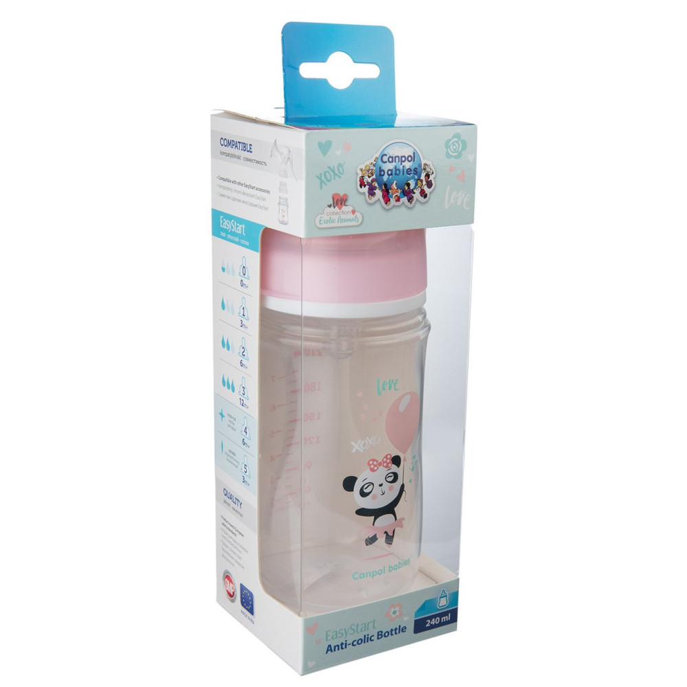 Бутылочка Canpol babies  EasyStart 240 мл с широким горлышком Toys (35/221 pink)