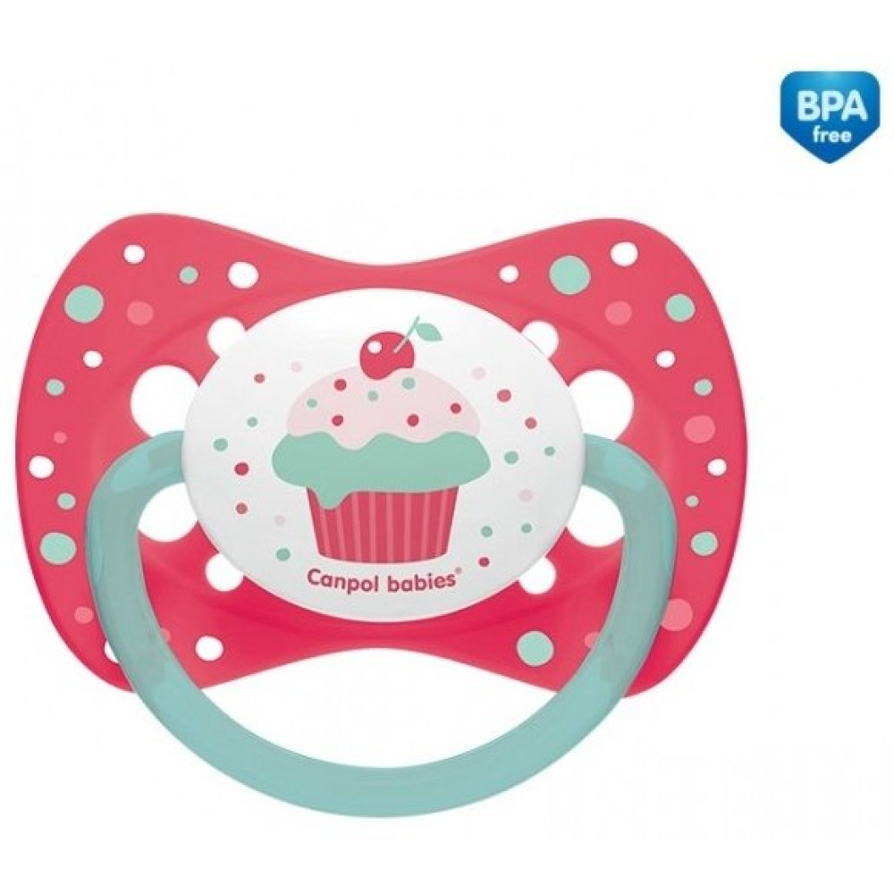 Пустышка силиконовая симметричная Cupcake Canpol babies 18+ месяцев (23/284 pink)