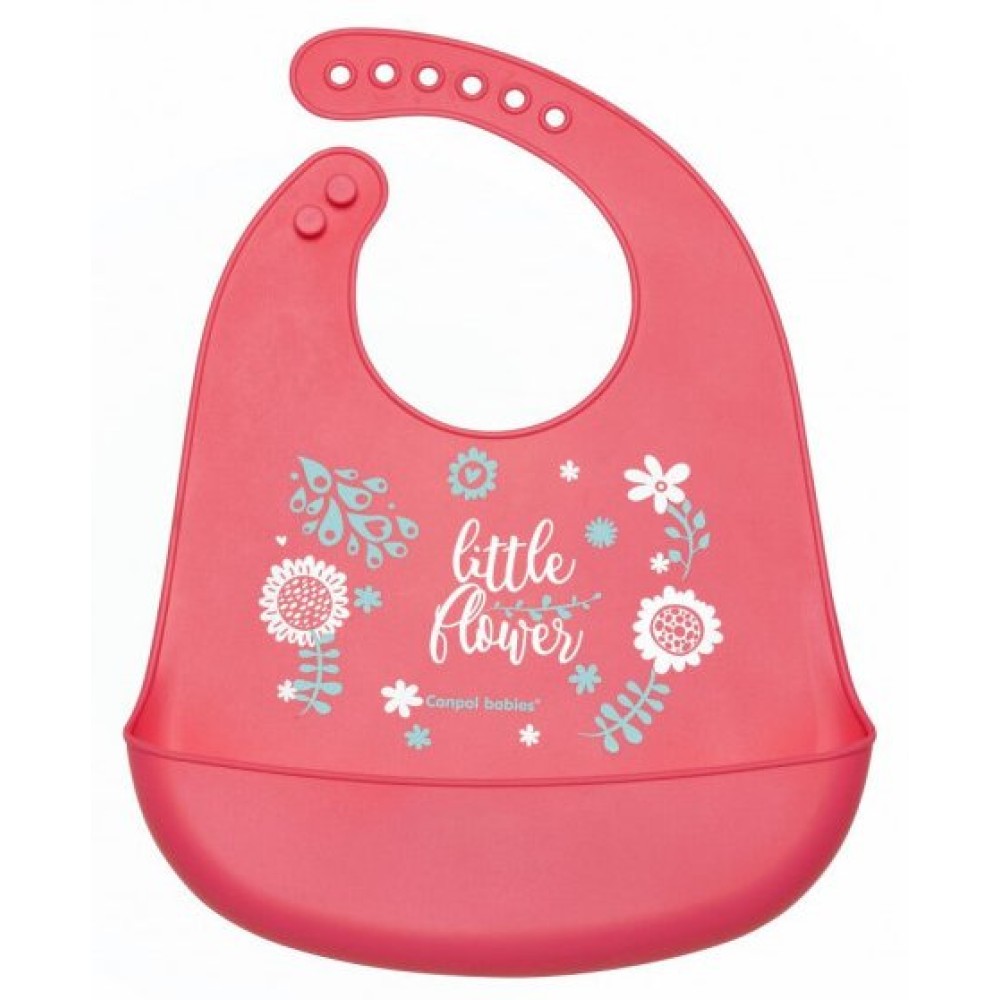 Слюнявчик силиконовый с кармашком Canpol babies Wild Nature Розовый (74/023 pin)