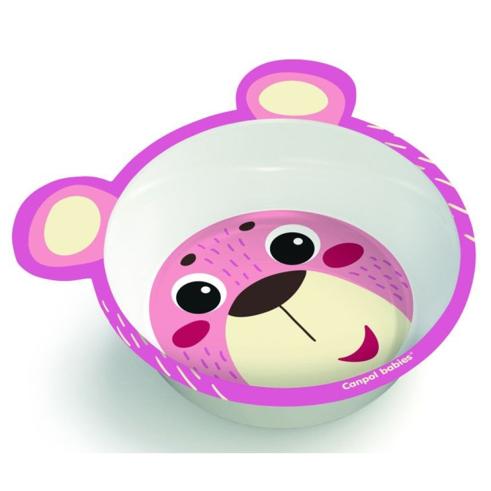 Тарелка антискользящая с ушками Canpol babies розовый (4/520 pink)
