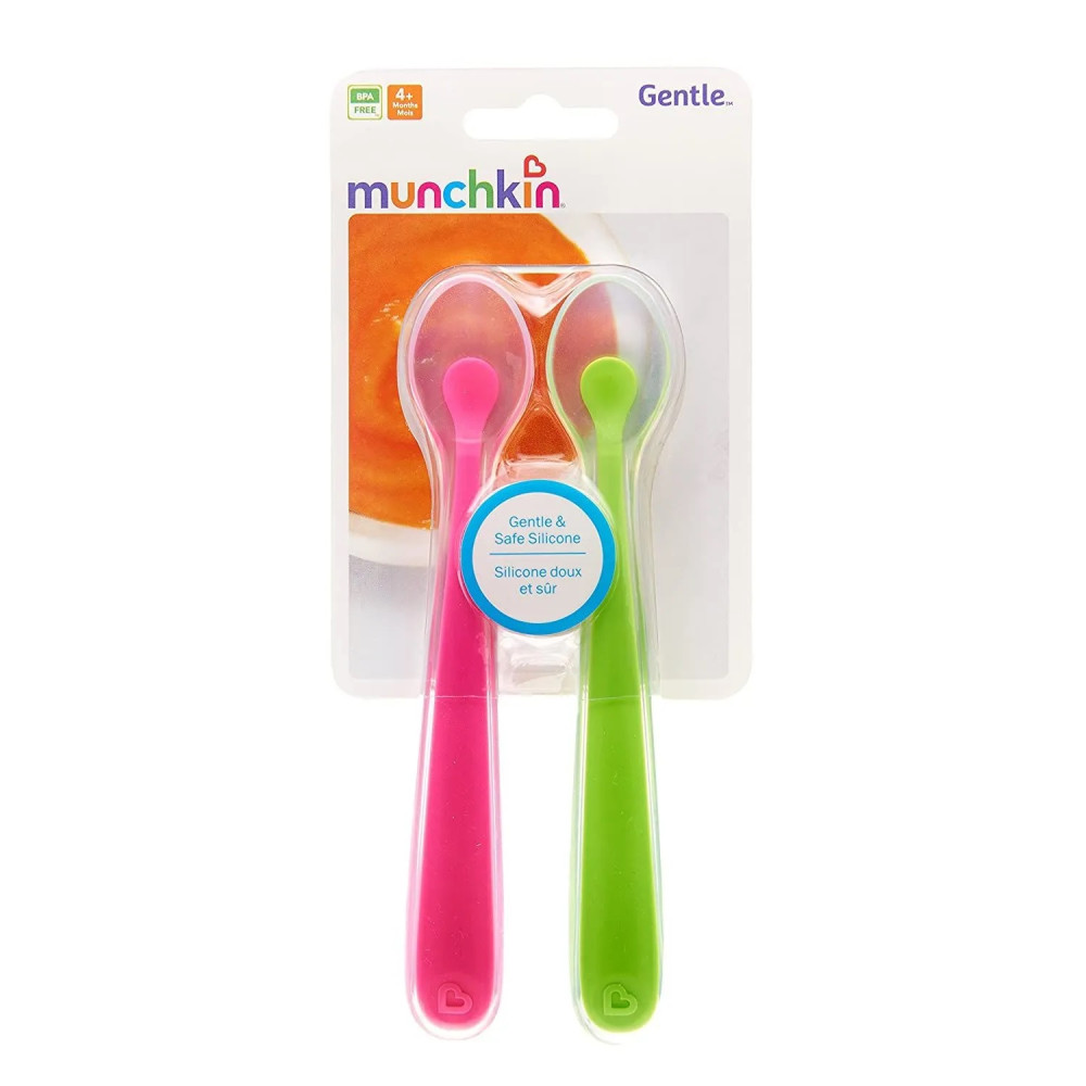Ложки силиконовые Munchkin Gentle, 2 шт, салатовый с розовым (27106.02)