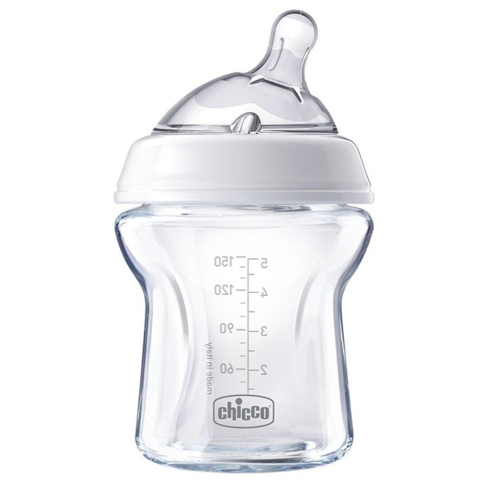 Бутылочка Chicco Natural Feeling 150 мл 0м+ стеклянная (80611.00) Бутылочка Chicco Natural Feeling 150 мл 0м+ стеклянная (80611.00)
