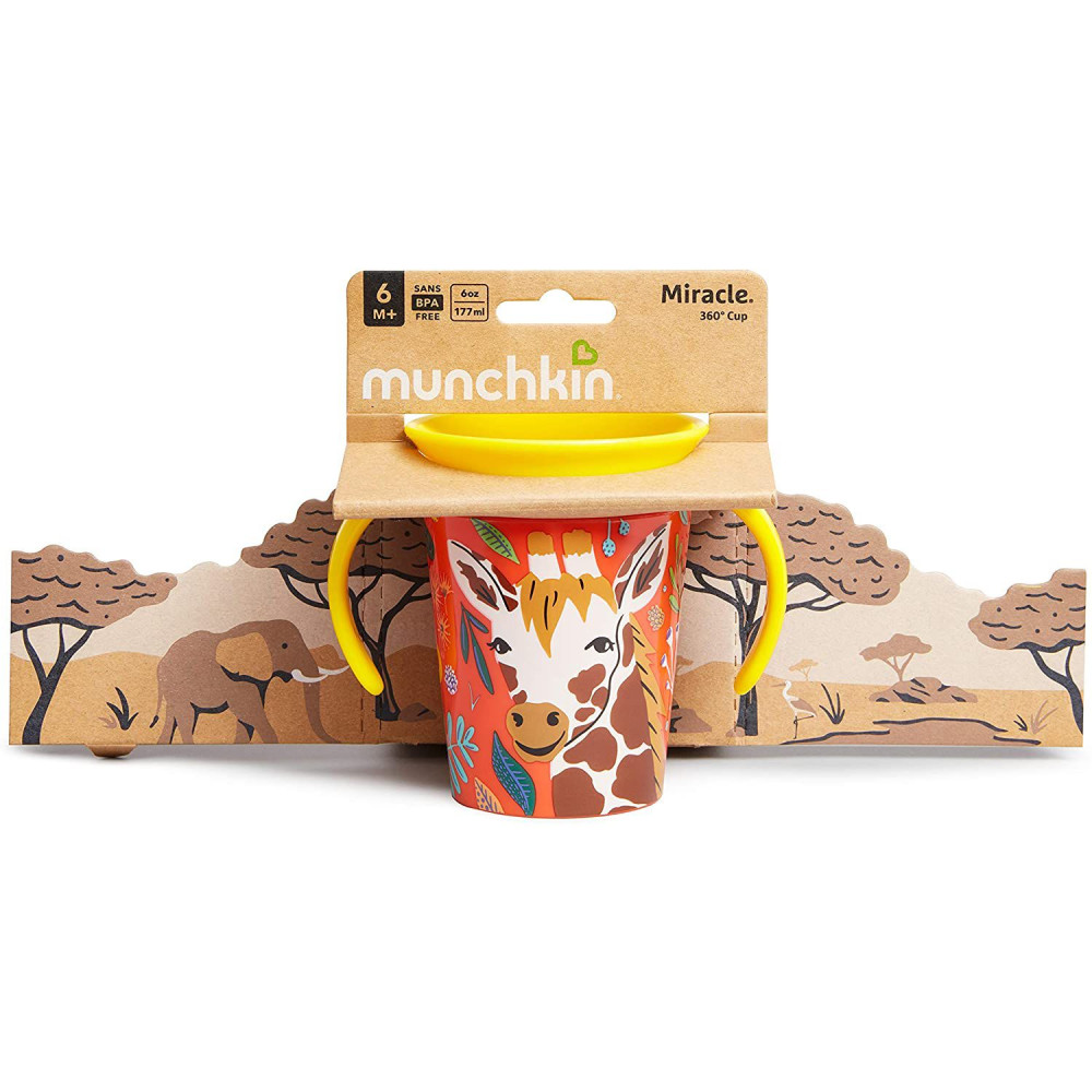Чашка непроливная Munchkin Miracle 360 WildLove Жираф, 177 мл (051832)