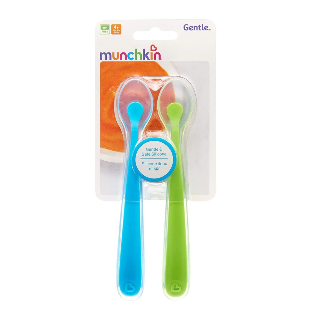 Ложки силиконовые Munchkin Gentle, 2 шт, салатовый с голубым (27106.01)