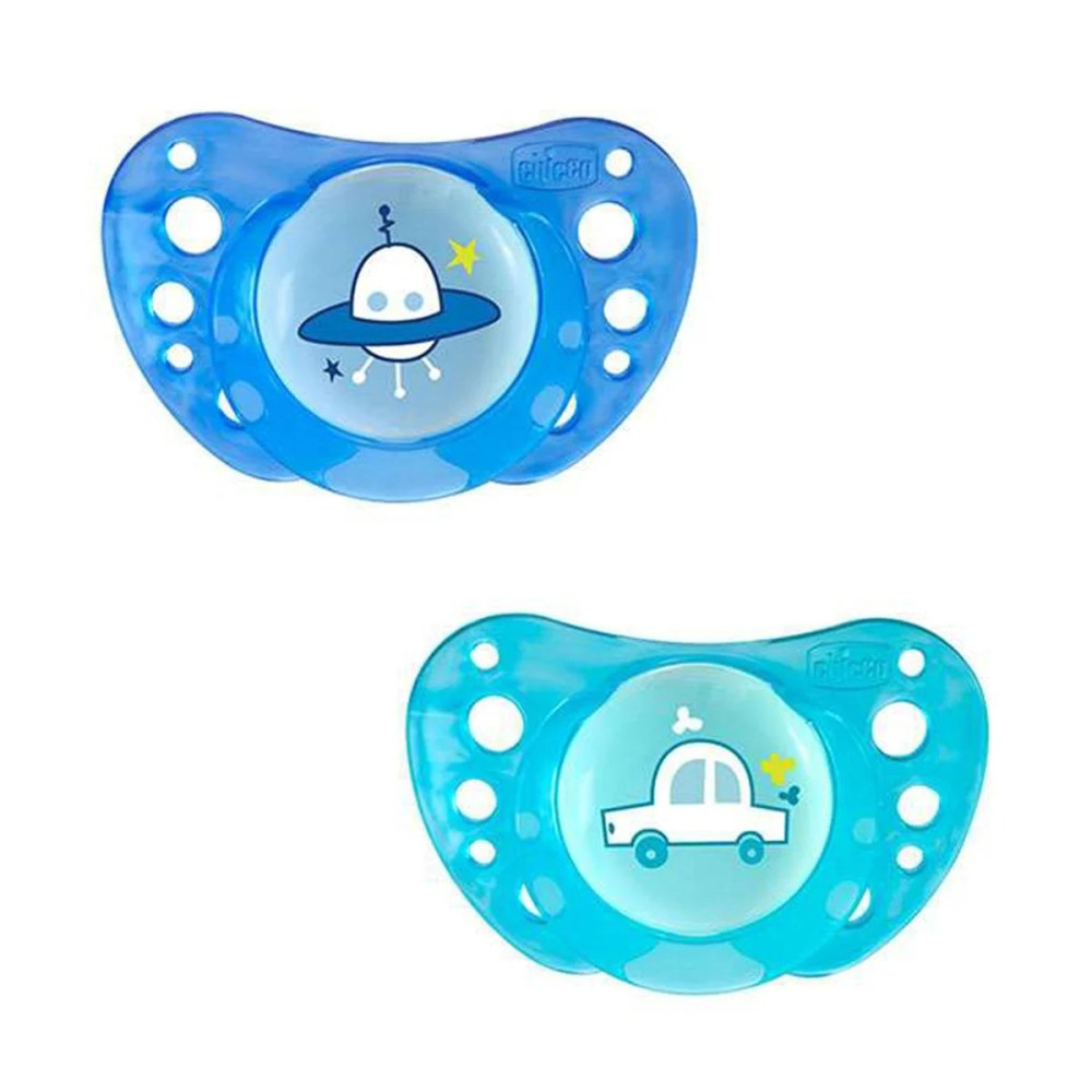 Пустышка Chicco Physio Air, силикон, 16-36 мес, 2 шт, голубой (75034.21.00.00)