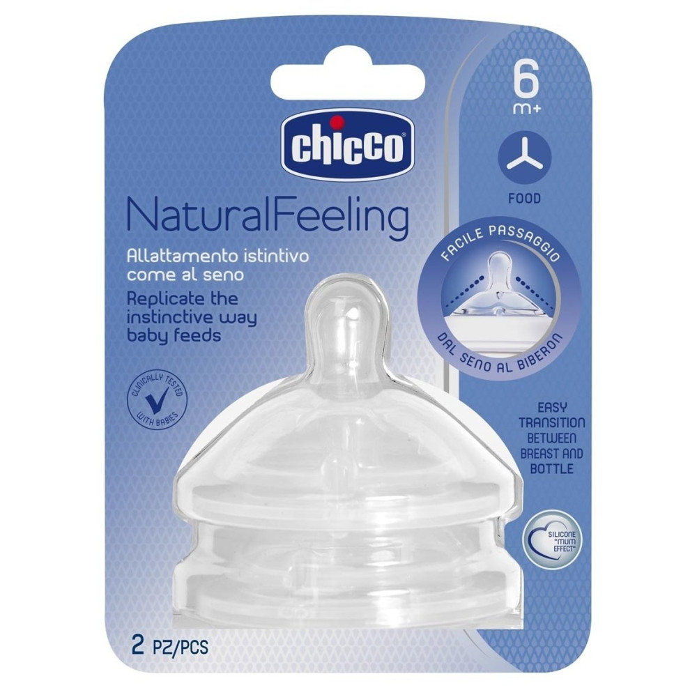 Соска силіконова Chicco Natural Feeling для каші 6м+ 2 шт (81057.20)