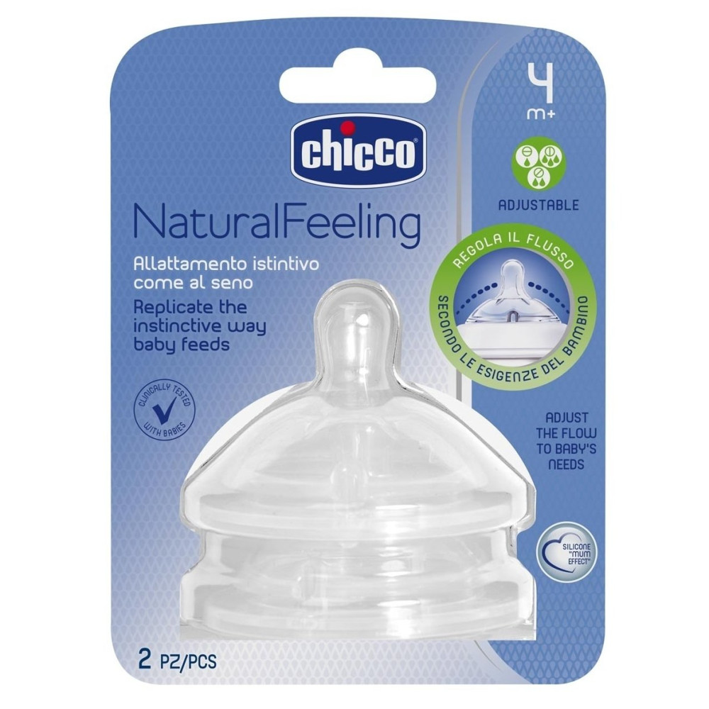 Соска силиконовая Chicco Natural Feeling регулируемый поток 4м+ 2 шт (81035.20)