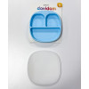 Силиконовая секционная тарелка с крышкой Davidam Sky Blue