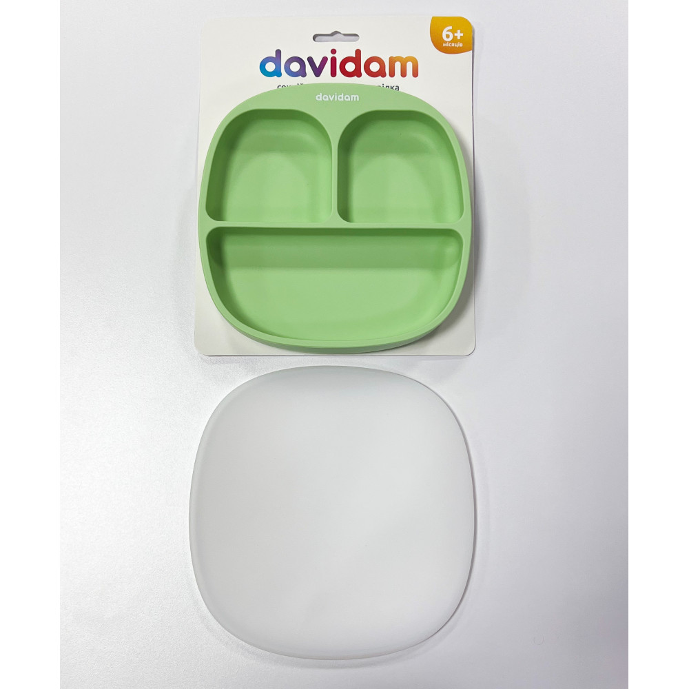 Силіконова секційна тарілка із кришкою Davidam Pastel Green