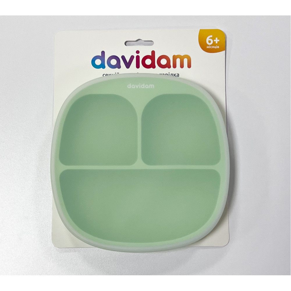 Силіконова секційна тарілка із кришкою Davidam Pastel Green