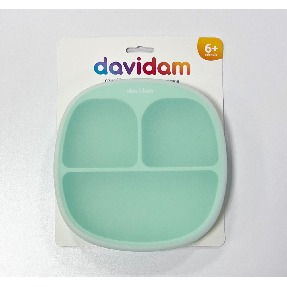 Силиконовая секционная тарелка с крышкой Davidam Neo Mint