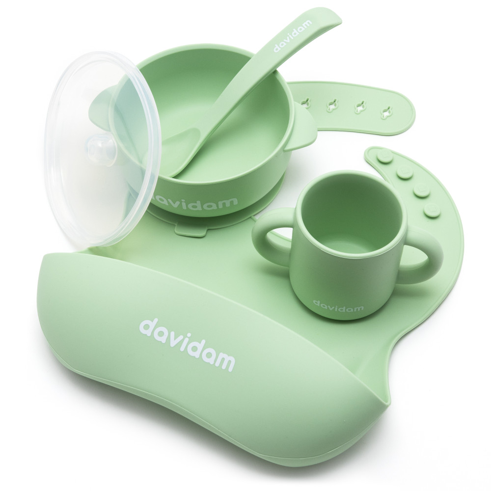 Набор силиконовой посуды Davidam Pastel Green с глубокой тарелкой