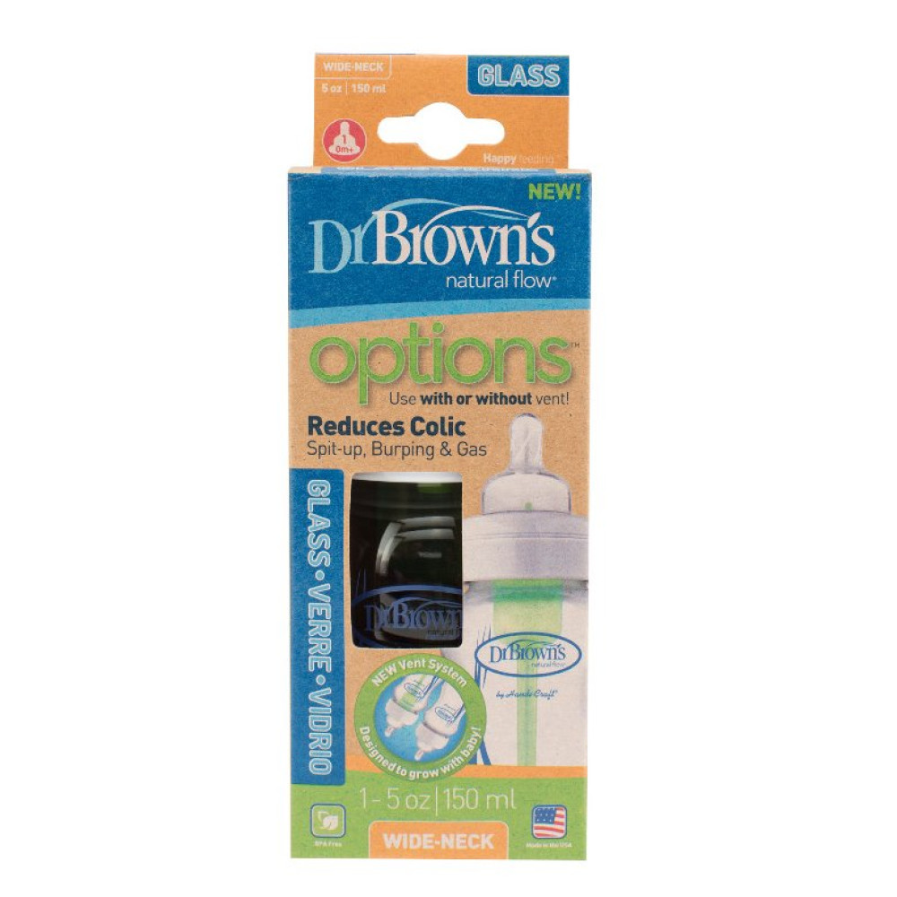 Пляшечка для годування з широкою шийкою Dr. Brown's скляна 150 мл (WB5100-P4)