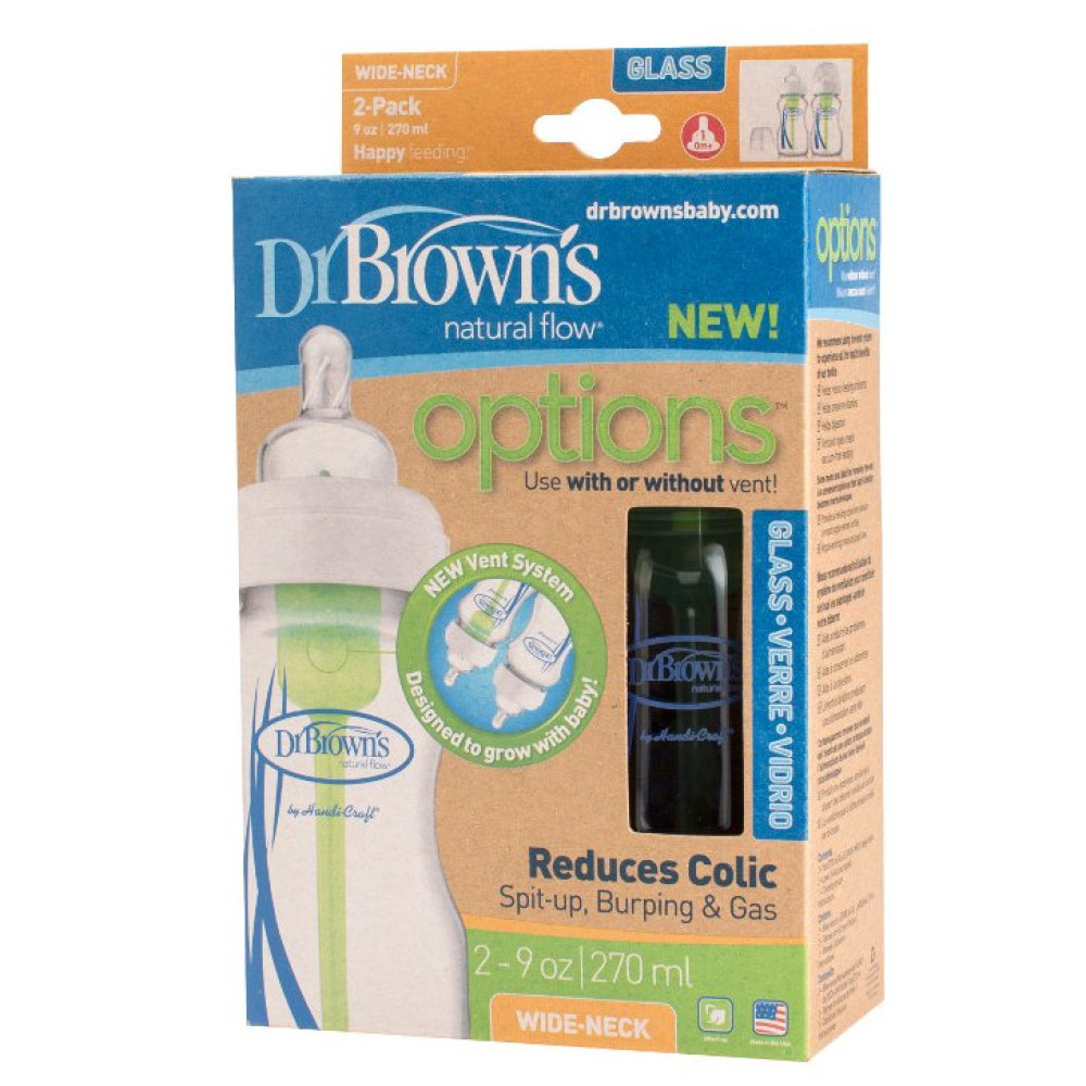 Пляшечка для годування з широкою шийкою Dr. Brown's скляна 270 мл 2 шт (WB9200-P2) Пляшечка для годування з широкою шийкою Dr. Brown's скляна 270 мл 2 шт (WB9200-P2)
