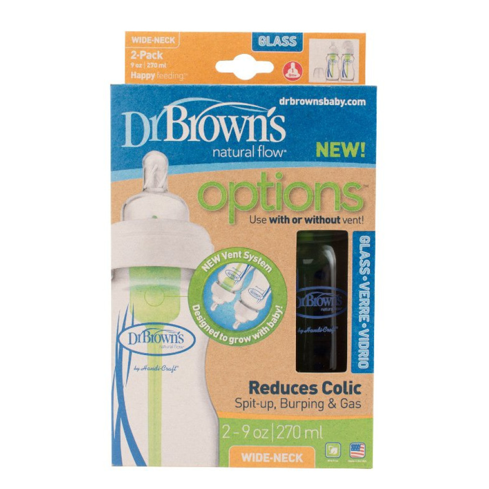 Пляшечка для годування з широкою шийкою Dr. Brown's скляна 270 мл 2 шт (WB9200-P2) Пляшечка для годування з широкою шийкою Dr. Brown's скляна 270 мл 2 шт (WB9200-P2)