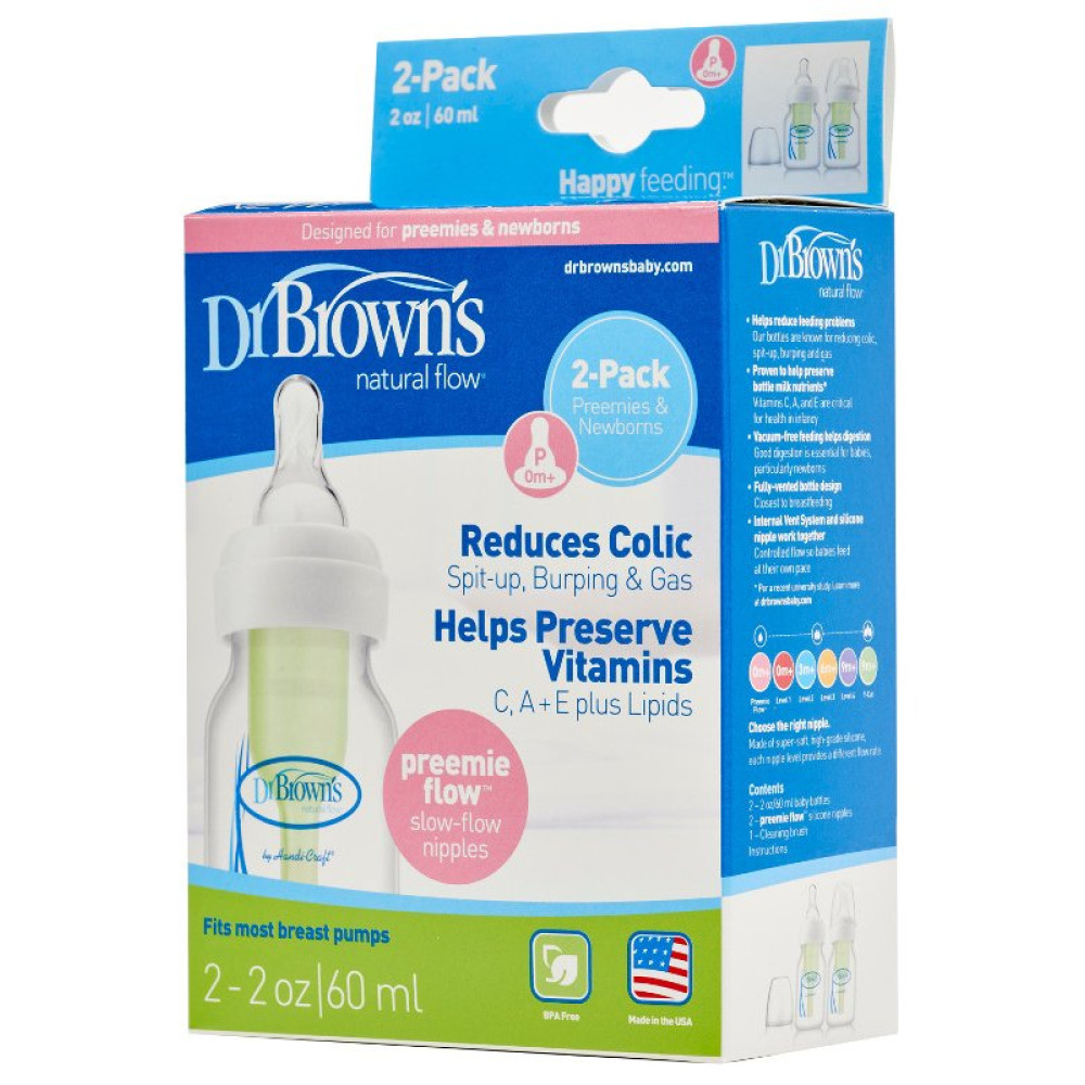 Пляшечка для годування з вузькою шийкою Dr. Brown's 60 мл 2шт (SB2200-P3)