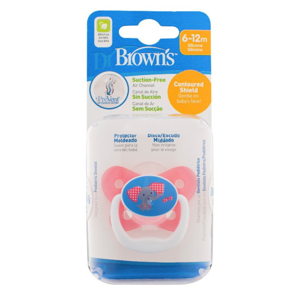 Пустушка силіконова Dr. Brown's PreVent Метелик 6-12 місяців (PV21304-SPX) рожевий