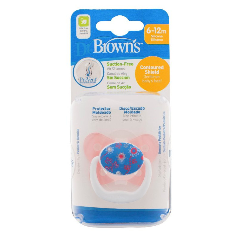 Пустушка силіконова Dr. Brown's PreVent Метелик 6-12 місяців (PV21304-SPX) рожевий Пустушка силіконова Dr. Brown's PreVent Метелик 6-12 місяців (PV21304-SPX) рожевий
