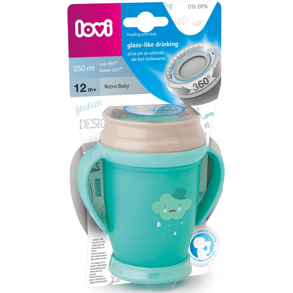 Кружка Lovi 360 с ручками Junior мятная 250 мл (1/590new)