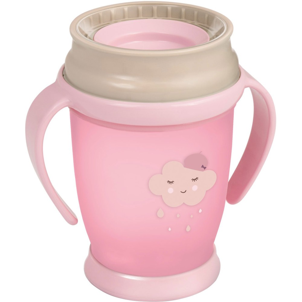 Кружечка Lovi 360 Junior Retro с ручками розовая 250 мл (1/589new)