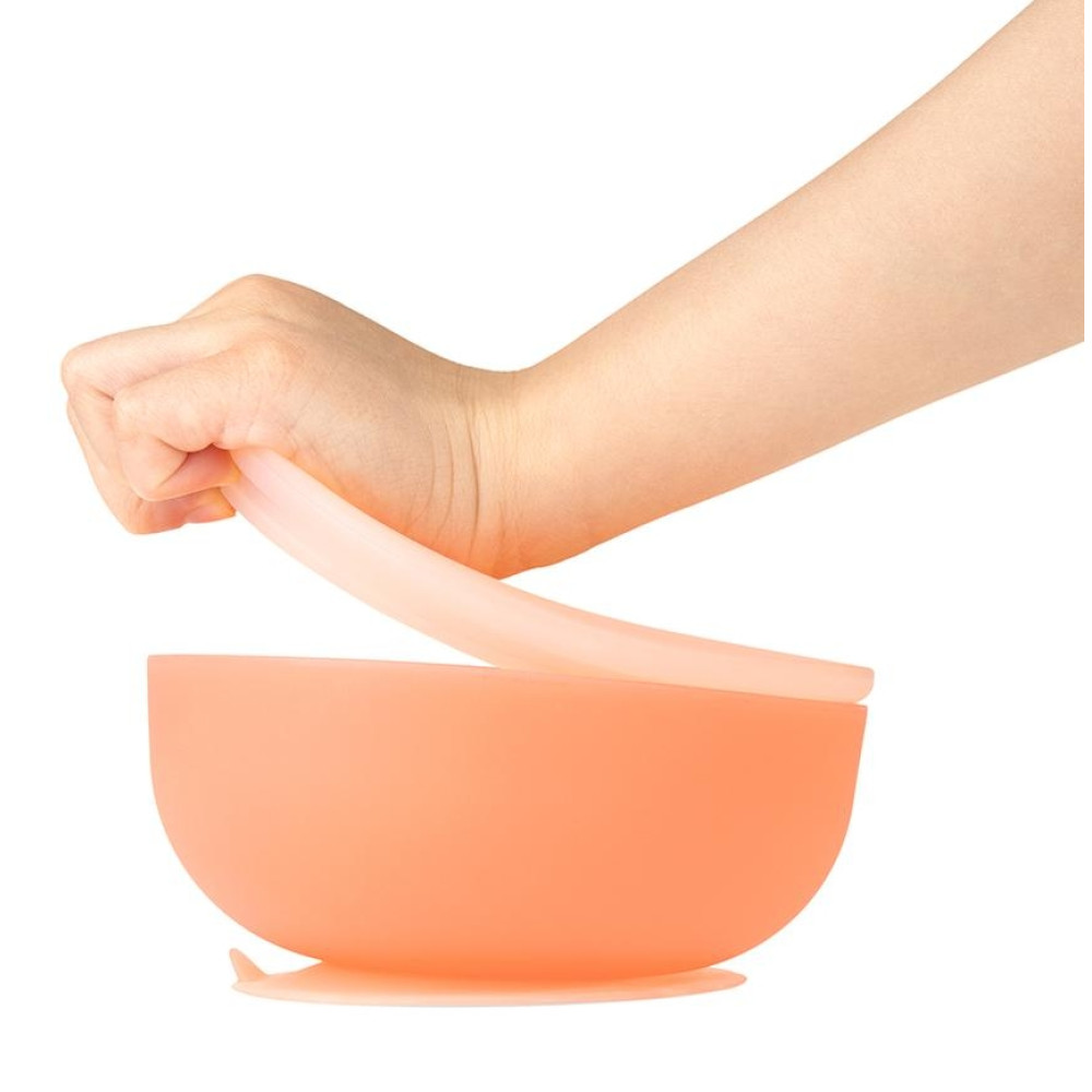 Детская силиконовая миска с крышкой Olababy Coral оранжевый (60521)