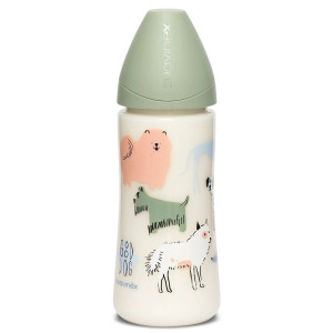 Бутылочка Suavinex Good Dog Истории щенков круглая соска, быстрый поток, 360 мл, зеленая (304831)