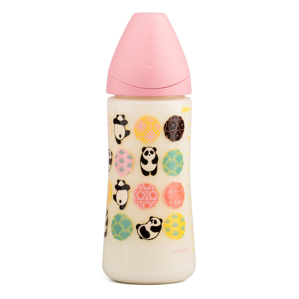 Пляшечка Suavinex Panda Історії панди Feeding Bottle 360 мл соска швидкий потік рожевий (304001)