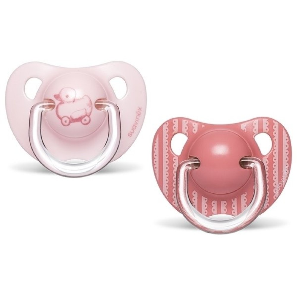 Пустышка анатомическая Suavinex Истории малышей, 6-12 мес. 2 шт. розовая (304393/1)
