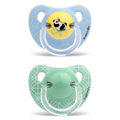 Пустышка анатомическая Suavinex Panda Истории панды 18м+ голубой бамбук (303889)