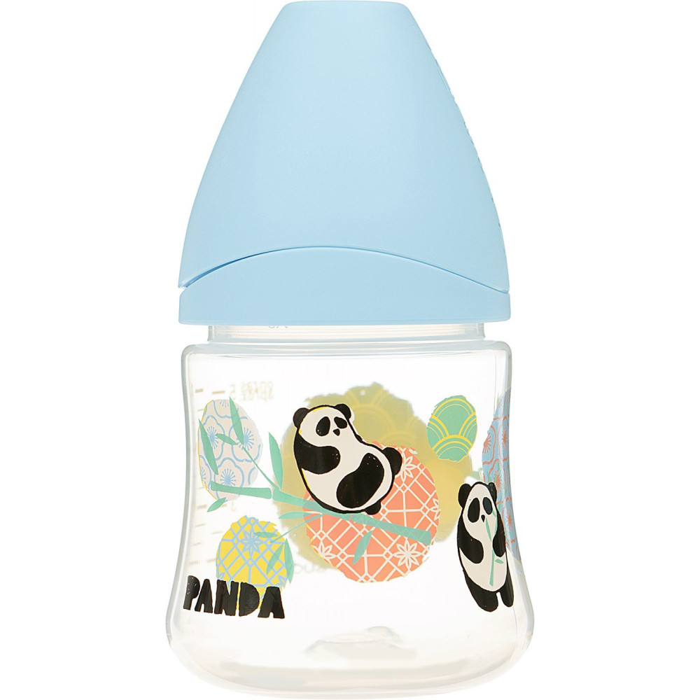 Бутылочка Suavinex Panda Истории панды 150 мл, анатомическая соска, медленный поток, голубая (303952)