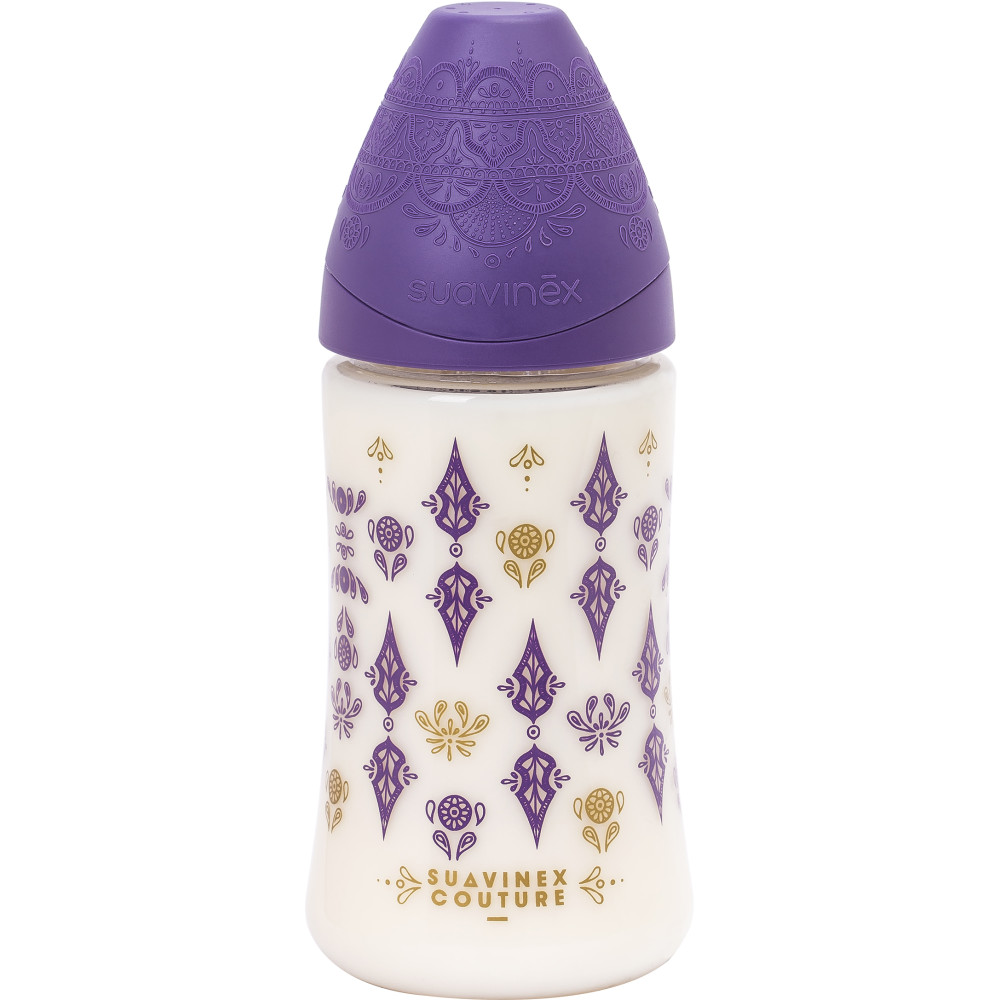 Бутылочка Suavinex Couture круглая соска 3-х позиционная 270 мл (304161) 