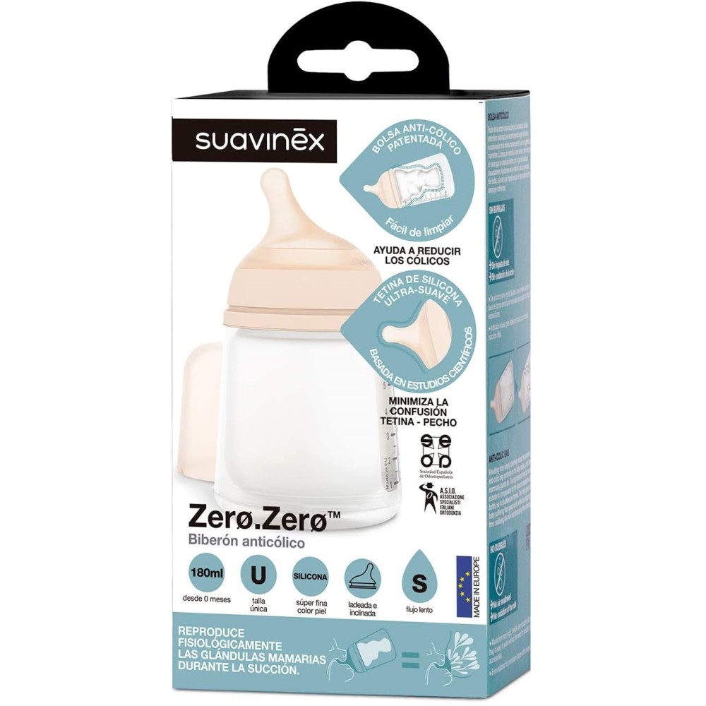 Антиколиковая бутылочка Suavinex Zero.Zero, соска адаптивный поток,180 мл (304590) Антиколиковая бутылочка Suavinex Zero.Zero, соска адаптивный поток,180 мл (304590)