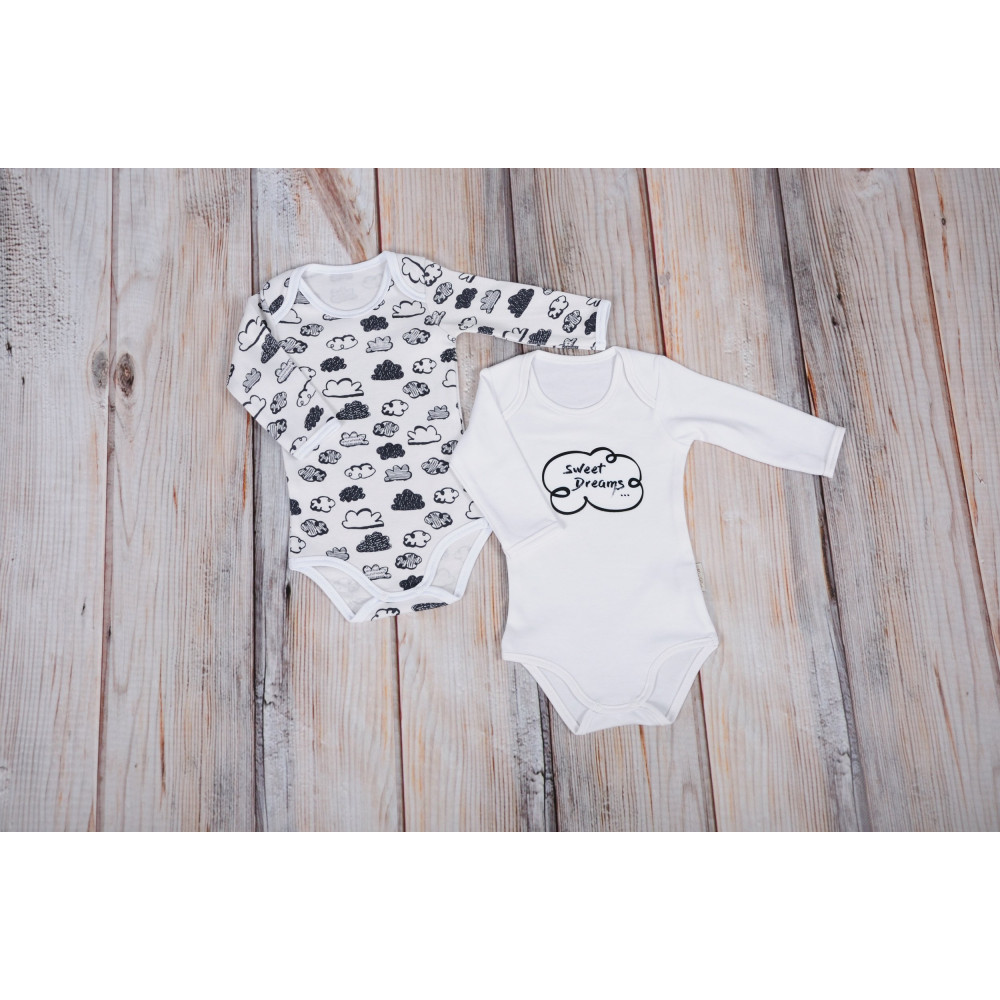 Набор боди MagBaby Облачка белые, р. 80 (9-12 мес.)