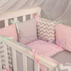 Постільний комплект Маленька Соня Baby Design зиґзаґ сіро-рожевий 7 предметів