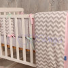 Постільний комплект Маленька Соня Baby Design зиґзаґ сіро-рожевий 7 предметів