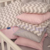 Постільний комплект Маленька Соня Baby Design зиґзаґ сіро-рожевий 7 предметів