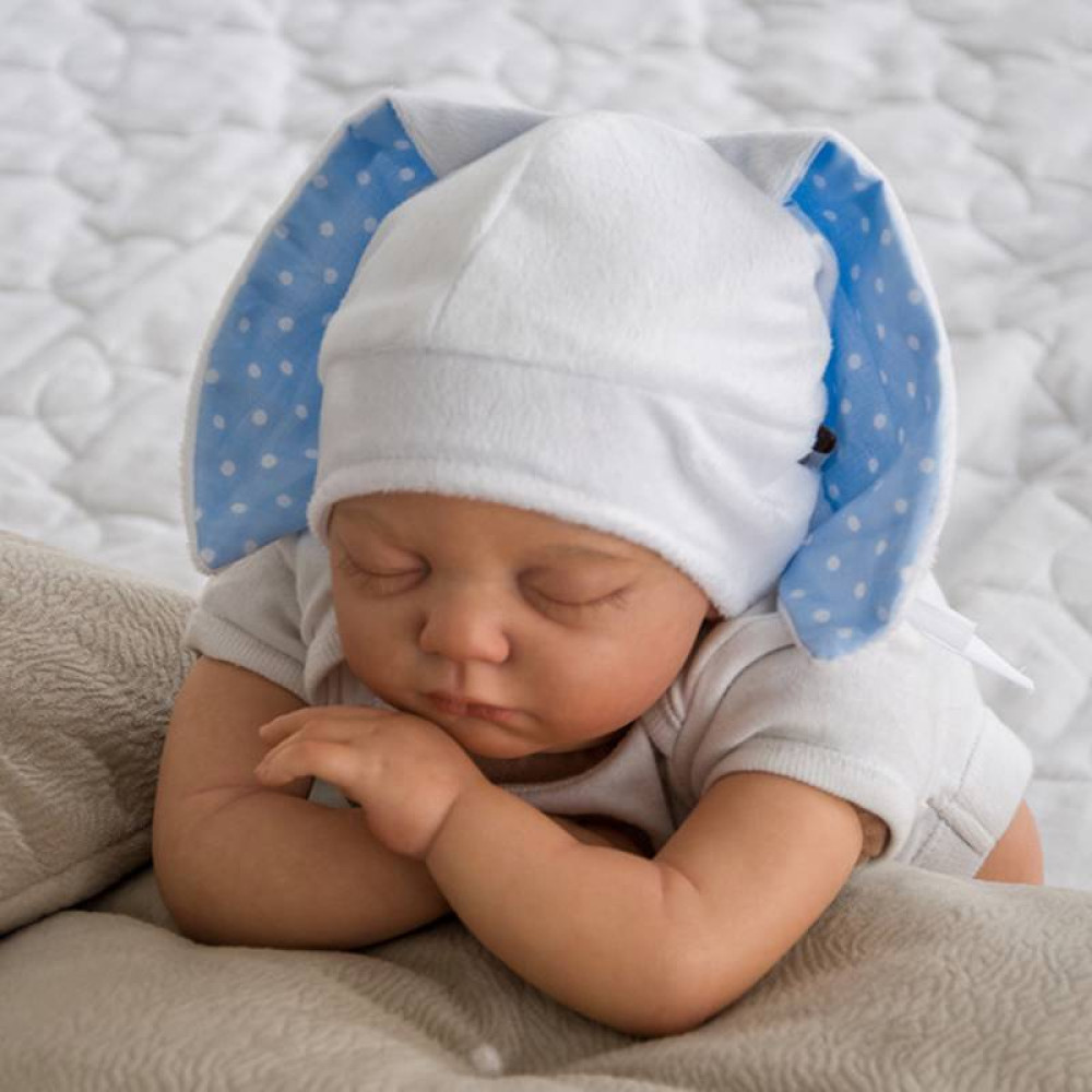 Шапочка для новорожденного MagBaby Зайка голубая