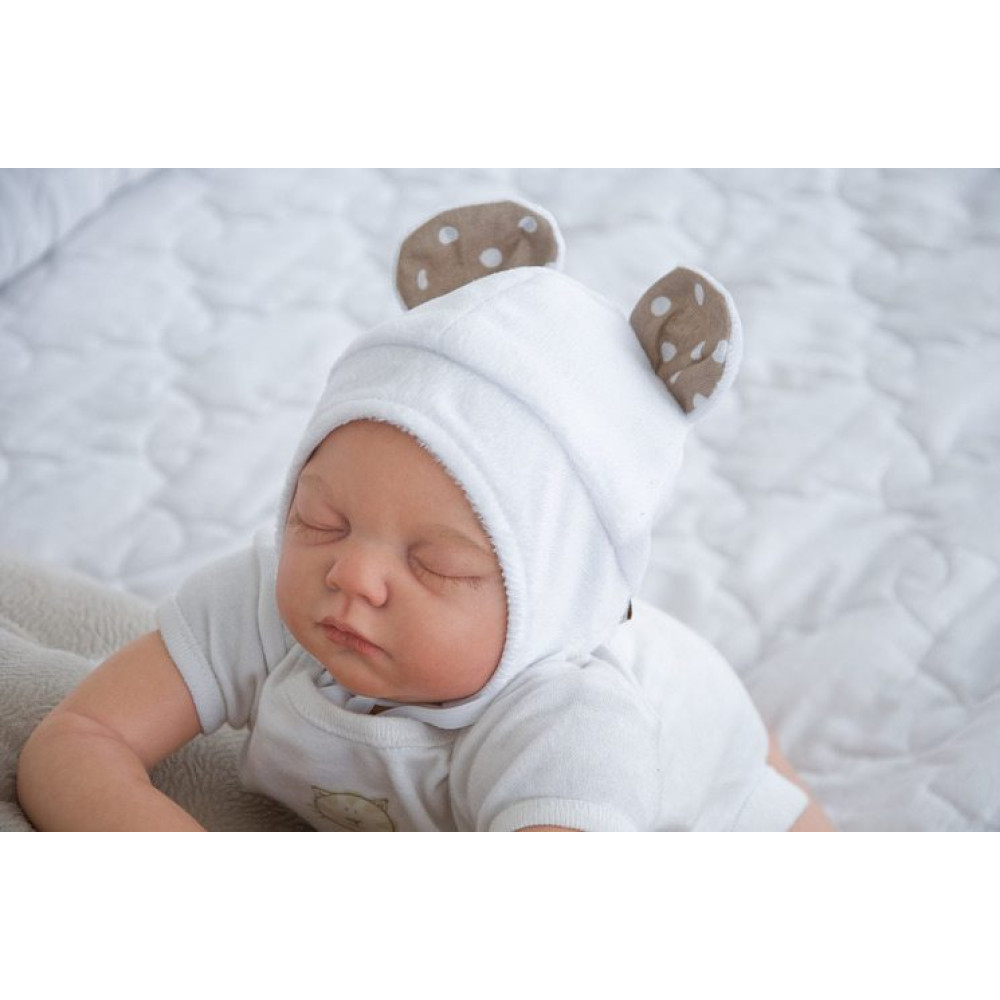 Шапочка для новорожденного MagBaby Мишка белая