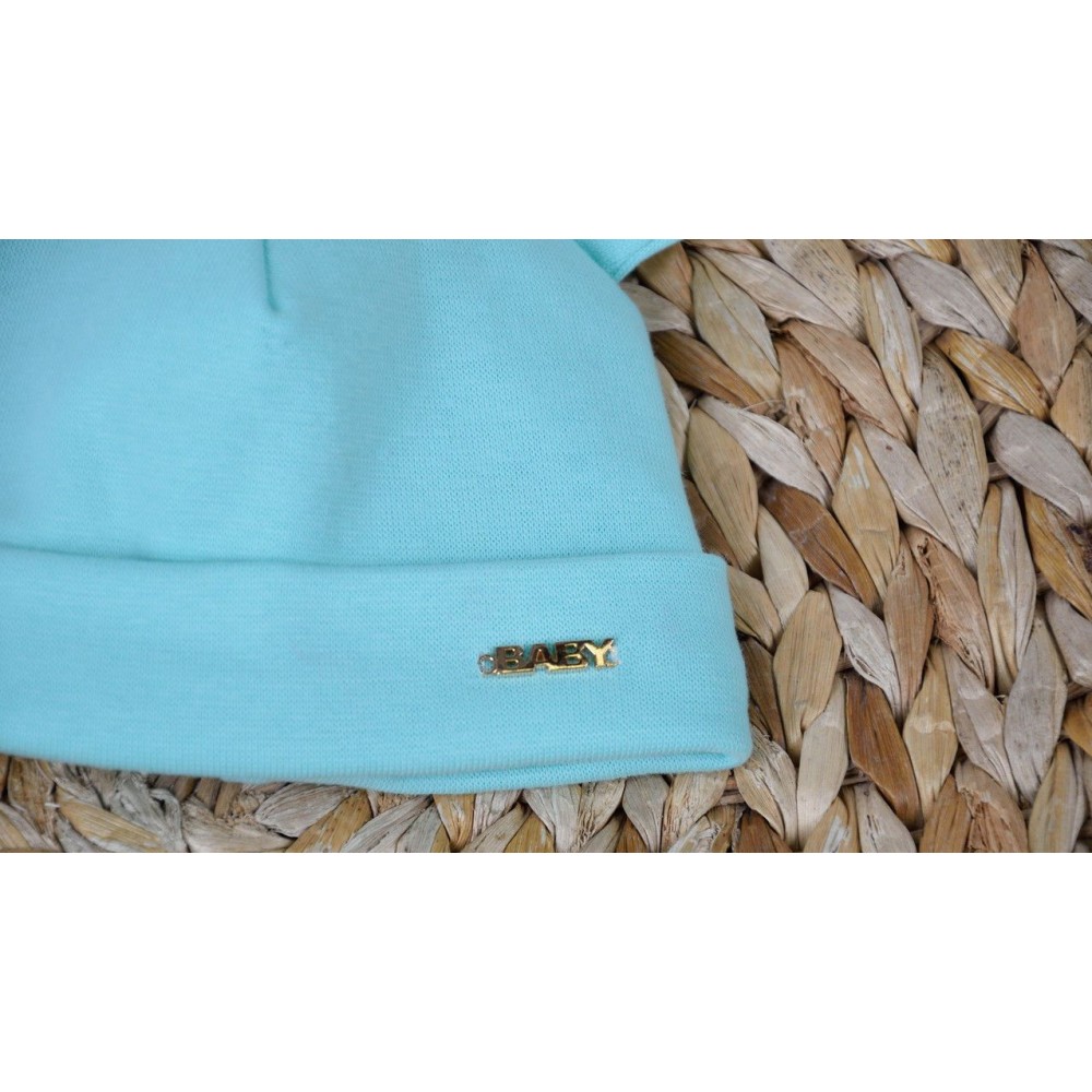 Набор трикотажная шапочка с манишкой MagBaby Мишка, мята, р. 46-50