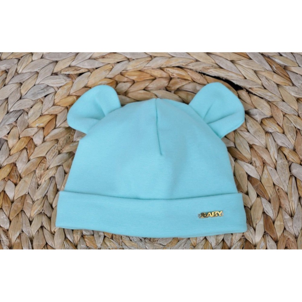Набор трикотажная шапочка с манишкой MagBaby Мишка, мята, р. 46-50