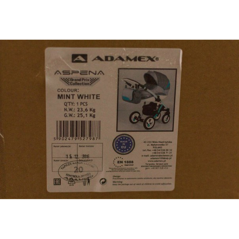 Коляска 2 в 1 Adamex Aspena Grand Prix Mint-White (Адамекс Аспена Гран Прі Мінт-Вайт)