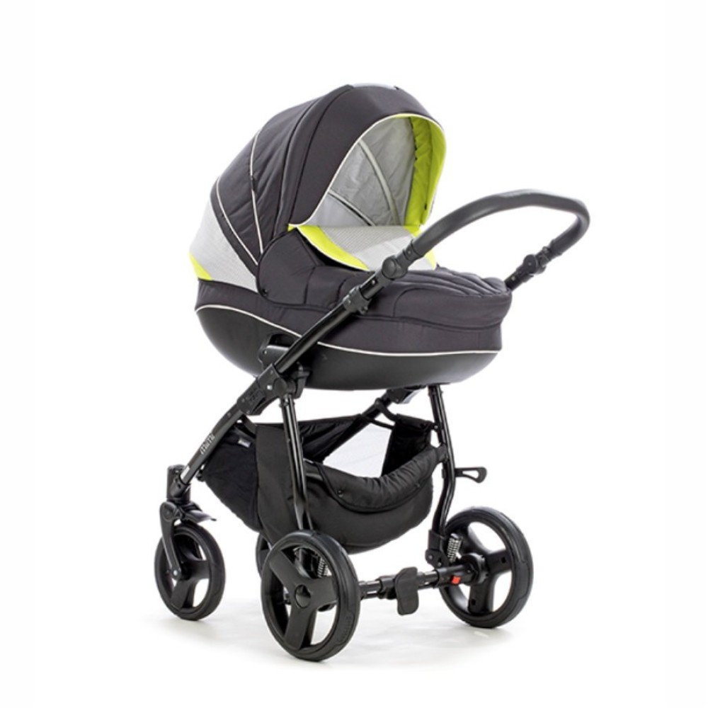 Коляска 3 в 1 Tutis Mimi Plus 728 Asphalt-Lime (Тутіс Мімі Плюс Темно-сірий Лайм)
